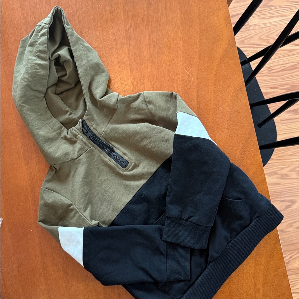 Little Boys Quarter Zip Color Block Hoodie